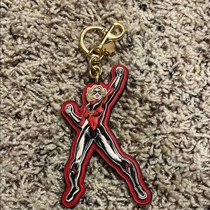 Coach Red and Black Superhero Keychain